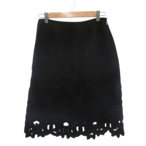 EPOCA タグ付き タイトスカート リネン カットワーク 40 黒 ブラック GY43 /KE