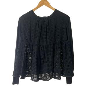 sacai luck バック レース切替 ニット カーディガン 長袖 15AWLU1032 2 黒 ブラック