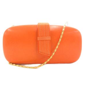チェーンショルダーバッグ 斜め掛け クロスボディ リボン オレンジ /GV GY43