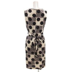 DIANE von FURSTENBERG ノースリーブワンピース ひざ丈 絹 シルク 0 白 ホワイト 黒 ブラック 総柄 水玉 チェック /GV