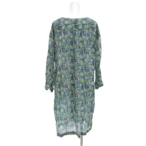 Spick&Span フリル シャツワンピース 長袖 緑 グリーン 青 ブルー 花柄 /UO GY43