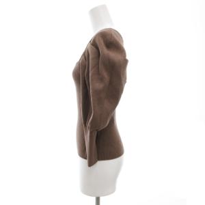 SNIDEL ストリングリブニットプルオーバー セーター 七分袖 スクエアネック F 茶 ブラウン SWNT221091