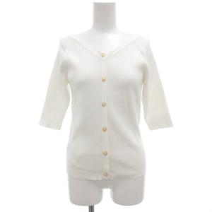 ニット セーター 五分袖 プルオーバー ボタン装飾 2 白 ホワイト /GV GY43