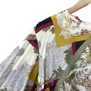 Salvatore Ferragamo 総柄 ブラウス シャツ シルク 長袖 L ベージュ マルチカラー