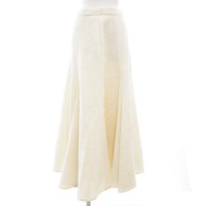 タグ付き アシンメトリーパネルツイードスカート フレア ロング マキシ M 白 ホワイト 110GS631-1770