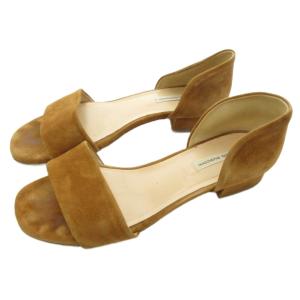 サンダル シューズ セパレート スクエアトゥ ローヒール スウェード 39 茶 ブラウン /NU GY43