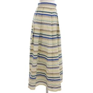 Viaggio Blu フレアスカート ミモレ ロング ボーダー柄 刺繍 1 白 ホワイト 青 ブルー /NU GY43
