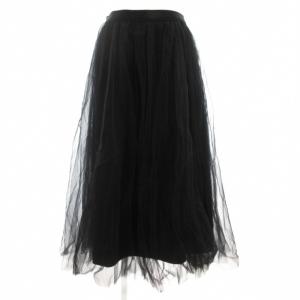 チュールロングスカート イージー フレア 38 黒 ブラック /GV GY43