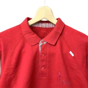 Papas ポロ スウェットシャツ 長袖 コットン ロゴ刺? ラグランスリーブ M 赤 レッド