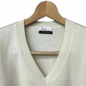 Papas Vネック カシミヤ ニット セーター 長袖 ロゴ刺? アイボリー