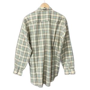 Papas チェック柄 ボタンダウン シャツ 長袖 コットン M ベージュ グリーン