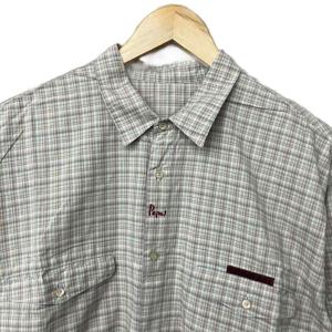 Papas チェック柄 シャツ 長袖 コットン ロゴ刺? L マルチカラー