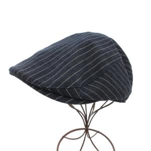 +プラス ハンチング 帽子 ヒッコリー ストライプ 青 ブルー /JS