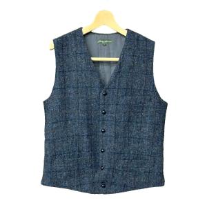 ハリスツイード Harris Tweed チェック柄 ベスト L グレー