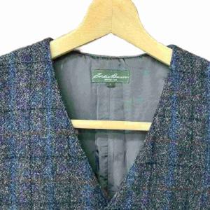 Eddie Bauer EddieBauer ハリスツイード Harris Tweed チェック柄 ベスト L グレー