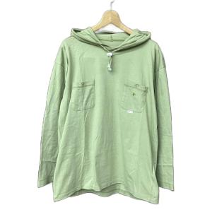 無地 パーカー フーディー プルオーバー コットン 刺? M 緑 グリーン