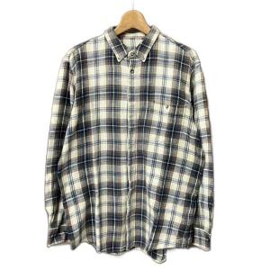 チェック柄 ボタンダウン ネルシャツ 長袖 シャツ コットン 50 L ブラウン ブルー アイボリー
