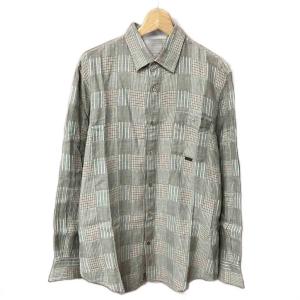 チェック柄 ネルシャツ 長袖 シャツ コットン 50 L グレー