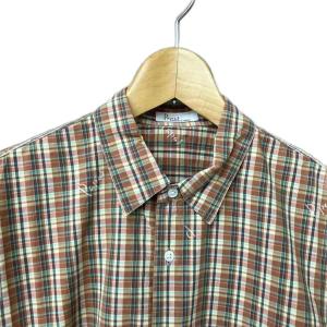 Papas チェック柄 シャツ 長袖 コットン L レッド グリーン イエロー マルチカラー