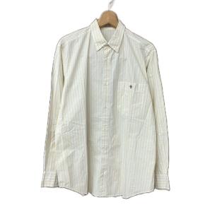 ストライプ柄 シャツ 長袖 コットン 刺? 48 M 黄 イエロー 白 ホワイト