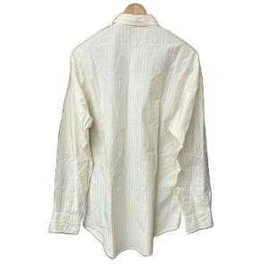 Papas ストライプ柄 シャツ 長袖 コットン 刺? 48 M 黄 イエロー 白 ホワイト
