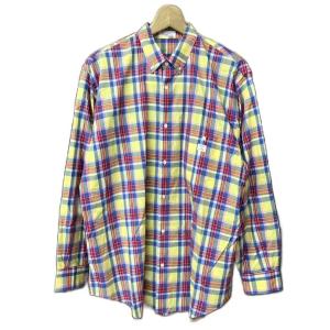 チェック柄 ボタンダウン シャツ 長袖 コットン M レッド ブルー イエロー マルチカラー