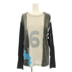 Tシャツ カットソー 長袖 クルーネック ロゴ プリント M 黒 ブラック グレー S52GC0017