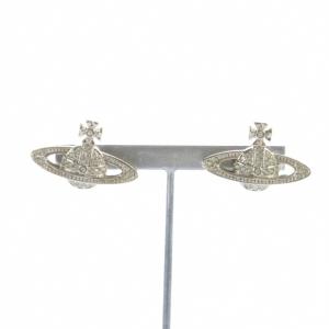 ピアス 両耳用 オーブ ラインストーン シルバーカラー