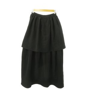 フリルティアードスカート ロング フレア ボリューム ハリ感 1 S 黒 ブラック /AO2 GY99