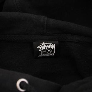 STUSSY プルオーバーパーカー スウェット 長袖 ロゴ プリント 裏起毛 M 黒 ブラック /BB