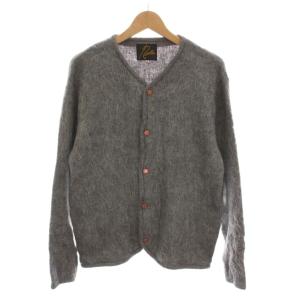 カーディガン ニット 長袖 ウール混 モヘヤ混 M グレー /YM