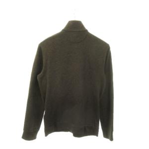 POLO RALPH LAUREN ニットジャケット スタンドカラー ジップアップ 長袖 裏起毛 総柄 ロゴ刺繍 XS 茶 ブラウン /MN17