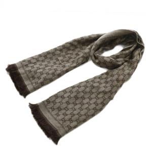 大判 ストール マフラー ウール GG柄 48×180cm ブラウン