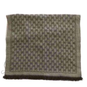 GUCCI 大判 ストール マフラー ウール GG柄 48×180cm ブラウン