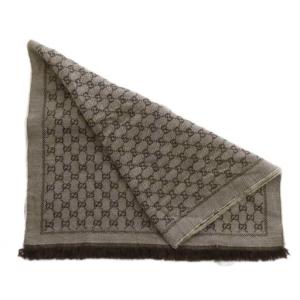 GUCCI 大判 ストール マフラー ウール GG柄 48×180cm ブラウン