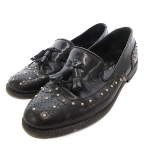 タッセルローファー スタッズ パンチング レザー 36 黒 ブラック /JS