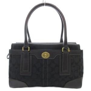 ハンドバッグ シグネチャー 総柄 キャンバス レザー 黒 ブラック 0773 /AE GY47