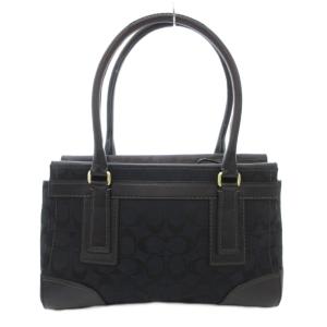 COACH ハンドバッグ シグネチャー 総柄 キャンバス レザー 黒 ブラック 0773 /AE GY47