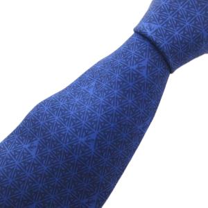 美品 ネクタイ レギュラータイ 総柄 ロゴ シルク 青 ブルー /AE GY47