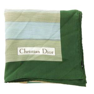 Christian Dior ヴィンテージ スカーフ バラ柄 花柄 シルク 緑 グリーン /AE GY47