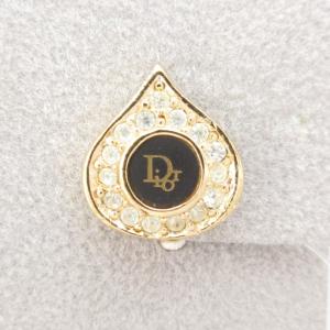 Christian Dior ラインストーンロゴティアドロップコスチュームイヤリング しずく型 ゴールドカラー /AE GY47