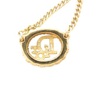 Christian Dior 美品 ネックレス ペンダント ロゴ ラインストーン ゴールドカラー /AE GY47
