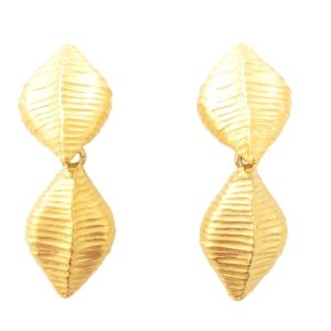 イヤリング リーフモチーフ 2連 ゴールドカラー /AE GY47