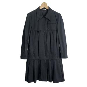 プリーツスカートドッキングシャツワンピース 長袖 40 黒 ブラック AA