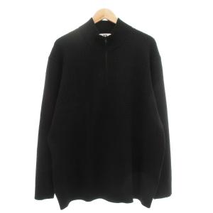 美品 ドライバーズニット ハーフジップ ハイネック 4L 黒 ブラック /JS