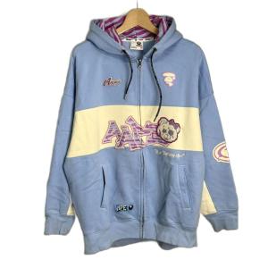 AAPE ロゴ ジップ パーカー フーディー ワッペン オーバーサイズ XS 青 ブルー AAPSWWC302XXN