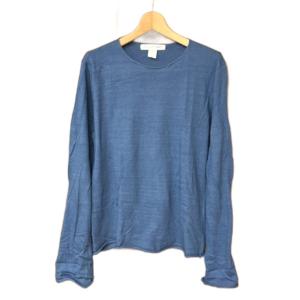 コットンニットプルオーバー 長袖 無地 M ブルー S24521