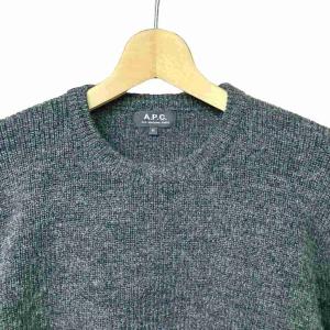 A.P.C. ウール クルーネック ニット セーター 長袖 無地 M ダークグレー