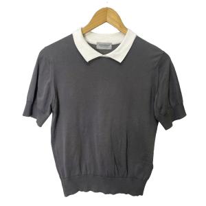 美品 ニット カットソー 半袖 S グレー