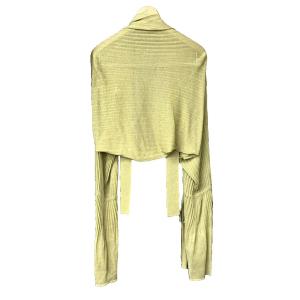 LANVIN シルク混 クロップド丈 ニット カーディガン カットソー 長袖 S ベージュ